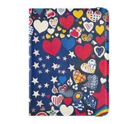 Custodia per passaporto in pelle personalizzabile con cuore decorato 4 luglio Giorno dell'Indipendenza Custodia per passaporto Custodia a portafoglio leggera, Cuore decorato 4 luglio Giorno