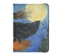 Custodia per passaporto in pelle personalizzabile con scritta "A Witch Is Fly", custodia per passaporto da viaggio con slot per carte di vaccinazione, custodia per passaporto impermeabile, Una strega