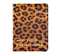 Custodia per passaporto in pelle personalizzata Combo falso Glitter Leopard Print Arancione personalizzato Vaccino Card Holder Cover Combo Custodia per passaporto impermeabile, Falso Glitter Leopard