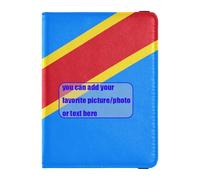 Custodia per passaporto in pelle personalizzata con bandiera della Repubblica Democratica del Congo Kinshasa custodia per passaporto custodia per passaporto custodia a portafoglio leggera, Bandiera