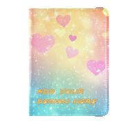 Custodia per passaporto in pelle personalizzata con cuore arcobaleno falso glitter custodia protettiva per vaccino personale custodia per passaporto custodia a portafoglio ultra sottile, cuore