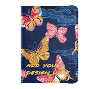 Custodia per passaporto in pelle personalizzata con farfalle combinate colorate blu scuro personalizzabile custodia protettiva per vaccino porta passaporto impermeabile, farfalle colorate blu scuro,