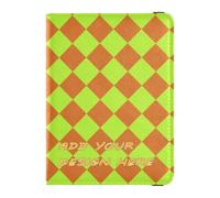 Custodia per passaporto in pelle personalizzata Custodia Buffalo Plaid Giallo Verde Cioccolato personalizzato Copertura per passaporto con blocco RFID Leggero, plaid di bufalo giallo verde cioccolato,
