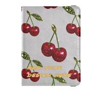 Custodia per passaporto in pelle personalizzata Falso Glitter Cartoon Cherry Grey portafoglio personale Combo Carino passaporto libro ultra sottile, falso glitter cartone animato ciliegia grigio,