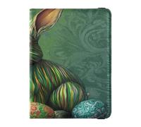 Custodia per passaporto in pelle portafoglio impermeabile porta carte vaccino combo per donne uomini famiglia carino passaporto libro viaggio coniglio coniglio uova Pasqua, Coniglio Bunny Uova Pasqua,