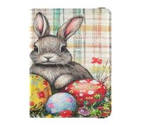 Custodia per passaporto in pelle portafoglio impermeabile portafoglio combinato per donne uomini carino passaporto libro viaggio essenziale bufalo plaid coniglietto conigli buona Pasqua, Buffalo Plaid
