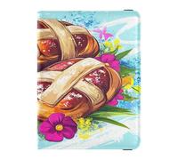 Custodia per passaporto in pelle portafoglio ultra sottile combo per donne ragazza organizer documenti accessori viaggio felice Pasqua caldo panini incrociati, Happy Easter Hot Cross Buns, 1 size,