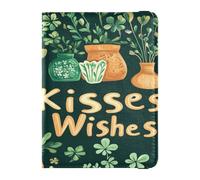 Custodia per passaporto in pelle, portafoglio ultra sottile, per donne e uomini, organizer per documenti, accessori essenziali da viaggio, gnomo di San Patrizio, baci e desideri, Lo gnomo di San