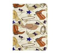 Custodia per passaporto in pelle PU Combo impermeabile portafoglio porta passaporto per vacanze in famiglia carino passaporto libro viaggio modello senza cuciture stivali da cowboy cappello, Multi, 1
