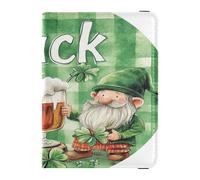 Custodia per passaporto in pelle PU Combo leggero portafoglio combinato per donne ragazza badge ID vaccino porta carte di credito portafoglio essenziale da viaggio St.Patrick's Gnome fortuna, La