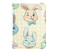 Custodia per passaporto in pelle PU con slot per carte di credito colorato coniglietto volti modello viaggio blocco RFID custodia in pelle per donne uomini