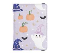 Custodia per passaporto in pelle PU con slot per carte di credito Halloween fantasma cappello da strega modello viaggio blocco RFID custodia in pelle per donne uomini