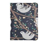 Custodia per passaporto in pelle PU Custodia impermeabile per carte di vaccino Combo per donne uomini famiglia organizer documenti accessori essenziali da viaggio carino bradipi ramo appeso, Multi, 1