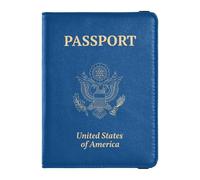 Custodia per passaporto in pelle PU Custodia per passaporto impermeabile Combo per la famiglia Vacanza Documenti Organizer Accessori Viaggio, Blu reale, 1 size, Casual