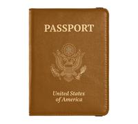 Custodia per passaporto in pelle PU Custodia per passaporto impermeabile Combo per la famiglia Vacanza Documenti Organizer Accessori Viaggio, Marrone, 1 size, Casual
