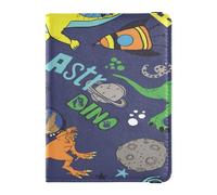 Custodia per passaporto in pelle PU, impermeabile, custodia protettiva per vaccini, per donne e uomini, carino, libro passaporto, viaggi, elementi essenziali per viaggi, dinosauro colorato, Multi, 1