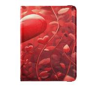 Custodia per passaporto in pelle PU, impermeabile, custodia protettiva per vaccini, per donne e uomini, organizer per documenti, accessori da viaggio, rosso, Love You Plant San Valentino, Red Love You