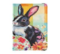 Custodia per passaporto in pelle PU impermeabile per donne e uomini carino passaporto libro viaggio Buffalo Plaid coniglietto coniglietto felice Pasqua, Buffalo Plaid Bunny Conigli Buona Pasqua, 1