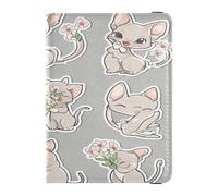 Custodia per passaporto in pelle PU impermeabile per passaporto per vacanze in famiglia organizer per documenti accessori da viaggio pasquale cornovaglia Rex gatti argento, Easter Cornish Rex gatti