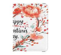 Custodia per passaporto in pelle PU impermeabile porta carte di credito custodia per passaporto per donne e uomini carino libro passaporto viaggio essenziale San Valentino fiori cuore amore felice San