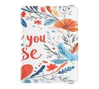 Custodia per passaporto in pelle PU impermeabile portafoglio per passaporto per donne uomini famiglia carino passaporto libro viaggio essenziale San Valentino foglie floreali Love You Mose, San