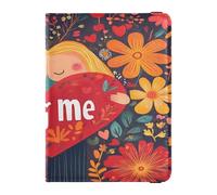 Custodia per passaporto in pelle PU, leggera, per donne e ragazze, carino, per passaporto, viaggi, San Valentino, fiori, rosso, amore, cuore, petali, abbracciami, San Valentino Florals Red Love Heart