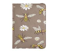 Custodia per passaporto in pelle PU leggera per donne uomini carino passaporto libro viaggio api insetti cartone animato scarabocchio, Multi, 1 size, Casual