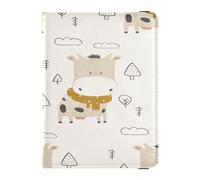 Custodia per passaporto in pelle PU leggera porta carte di credito custodia per passaporto per vacanze in famiglia badge ID vaccino titolare carta portafoglio viaggio carino mucca modello disegnato a