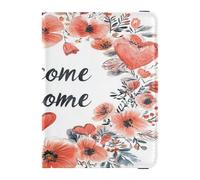 Custodia per passaporto in pelle PU portafoglio leggero per donne e uomini carino passaporto libro viaggio essenziale San Valentino fiori rosso amore cuore petali benvenuto, San Valentino Florals Red