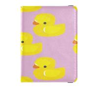 Custodia per passaporto in pelle PU portafoglio ultra sottile combo per donne e uomini badge ID vaccino porta carte portafoglio viaggio disegnato a mano carino gomma giallo anatra, Multi, 1 size,