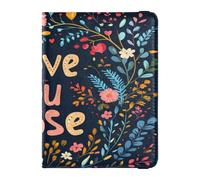 Custodia per passaporto in pelle PU, ultra sottile, per donne e uomini, carino, per passaporto, viaggi, San Valentino, fiori, ramo con cuore, Love You Mose, San Valentino fiori cuore ramo ti amo mose,