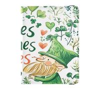 Custodia per passaporto in pelle PU, ultra sottile, per donne e uomini, organizer per documenti, accessori essenziali da viaggio, gnomo di San Patrizio, baci e desideri, Lo gnomo di San Patrizio bacia