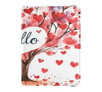 Custodia per passaporto in pelle PU ultra sottile portafoglio passaporto per vacanze in famiglia carino passaporto libro viaggio San Valentino albero rosso amore cuore Hello, San Valentino Albero