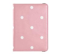 Custodia per passaporto in pelle rosa a pois per viaggi documenti organizzatore protezione portacarte custodia passaporto per uomo ultrasottile, cartone animato punto rosa, 1 dimensione, Cartone