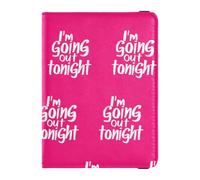 Custodia per passaporto in pelle rosa shocking con scritta "I'm Going Out Tonight" per documenti da viaggio, ultra sottile