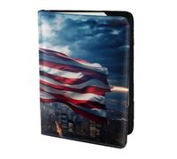 Custodia per passaporto in pelle stelle rosse blu stampa americana in vera pelle essenziale da viaggio