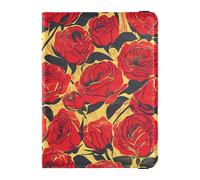 Custodia per passaporto in pelle stile pittura a olio retrò rosa rossa custodia da viaggio portafoglio passaporto con slot per carte di vaccinazione leggero