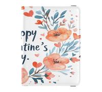 Custodia per passaporto in pelle, ultra sottile, con porta carte di vaccino, per donne e ragazze, carino, passaporto, viaggi, elementi essenziali floreali, cuore, amore, felice San Valentino, Florals