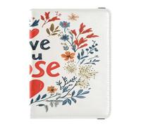 Custodia per passaporto in pelle ultra sottile custodia protettiva per donne e ragazze carino passaporto libro viaggio San Valentino floreale foglie cuore ramo Love You Mose, San Valentino Floreale