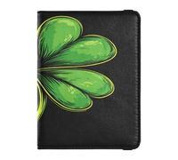 Custodia per passaporto in pelle ultra sottile per donne e uomini, carina, per passaporto, essenziale da viaggio, trifoglio verde, trifoglio, Lucky St, Quadrifoglio verde Lucky St, 1 size, Casual