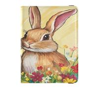 Custodia per passaporto in pelle ultra sottile per passaporto per vacanze in famiglia badge ID vaccino porta carte di credito portafoglio viaggio Happy Easter Rabbit Mr & Mrs, Happy Easter Rabbit Mr &
