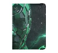 Custodia per passaporto in pelle verde robot per vaccino da viaggio Custodia protettiva per badge ID vaccino porta carte portafoglio per uomo ultra sottile