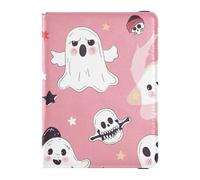 Custodia per passaporto, motivo fantasma di Halloween, carino spettrale, in pelle PU, elementi essenziali da viaggio, impermeabile, blocco RFID, custodia per carte di credito in pelle per uomini e