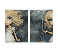 Custodia per passaporto, motivo ragazza bionda con occhi grandi, custodia protettiva per carte d'identità, porta passaporti, portafoglio da viaggio, per donne e uomini