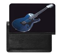 Custodia per passaporto per chitarra, in pelle, con blocco RFID, organizer per documenti, per uomini e donne, colore blu