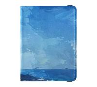 Custodia per passaporto personalizzabile con cielo blu e faro di mare, in pelle, con scomparto per carte di vaccino, impermeabile, cielo blu, mare, faro, luce, splendente, 1 size