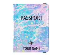 Custodia per passaporto personalizzata Portafoglio Combo Nome personalizzato Cuoio DELL'UNITÀ di elaborazione Passaporto Vaccino Card Protector per Donne Uomini Regalo, Marmo09, Taglia unica
