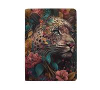 Custodia per passaporto vintage con granchio nautico per donne, Testa di leopardo tra i fiori A
