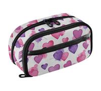 Custodia per penna resistente alle fuoriuscite rosa con cuore ad acquerello, finestra trasparente in PVC