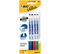 Custodia per pennarelli per lavagna BIC Velleda, nero, blu, rosso e verde, punta fine, blister da 4